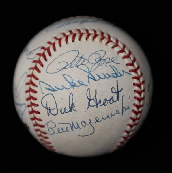 Lot of (2) Signed Baseballs- Johnny Mize + Multi Signed NL All Star Ball inc. Pete Rose, Duke Snider, Johnny Bench, Lou Brock, + (JSA Auction Letter)