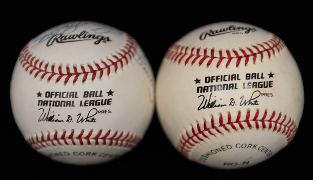 Lot of (2) Signed Baseballs- Johnny Mize + Multi Signed NL All Star Ball inc. Pete Rose, Duke Snider, Johnny Bench, Lou Brock, + (JSA Auction Letter)