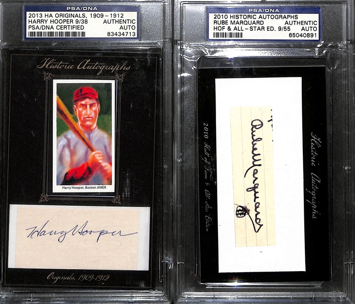 Lot of (6) Signed Baseball Memorabilia inc. Lloyd Warner Cut Signature, Harry Hooper Cut Signature, Rube Marquand Cut Signature, + (All Certified)