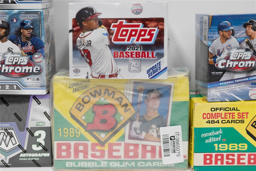 Lot of (9) Sealed Baseball Boxes- 2021 Topps Update Jumbo, 2022 Mosaic Hobby, 1989 Bowman, (4) 2021 Topps Chrome Blasters, 2020 Topps Chrome Blaster, 2022 Bowman Platinum