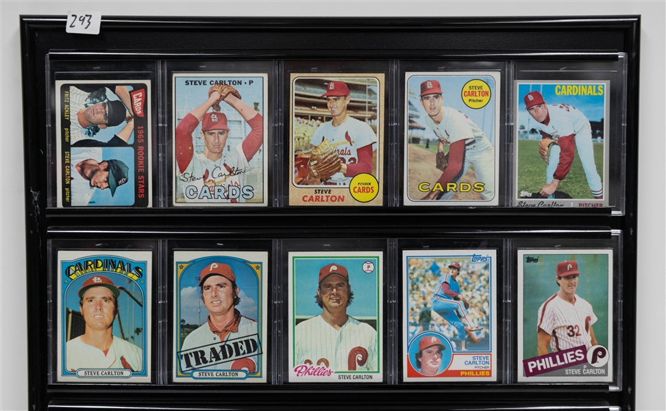 Lot of (20) Steve Carlton Cards inc. 1965 Topps Rookie, 1967 Topps, 1968 Topps, 1969 Topps, +