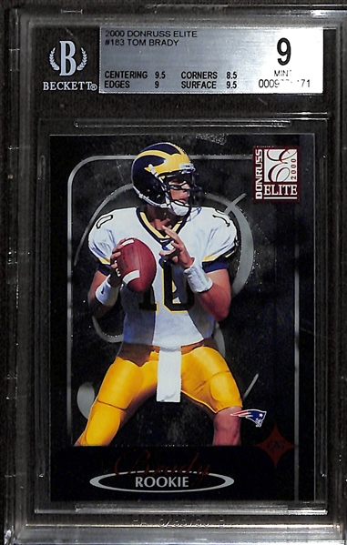 2000 Donruss Elite Tom Brady Rookie Card #183 (#/2000) Graded BGS 9
