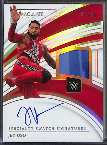 Lot of (2) 2023 Panini Immaculate Collection WWE Jey Uso and Jimmy Uso Patch Autographs #/10