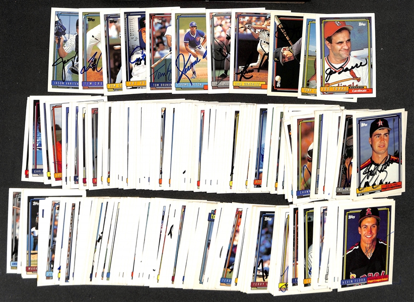 (215+) Signed 1992 Topps Baseball Cards w. Joe Torre, Tony LaRussa, Jim Leyland, Luis Gonzalez, +(JSA Auction Letter)