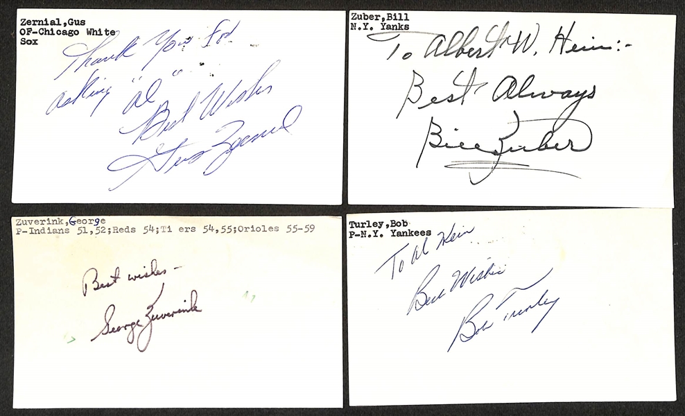 (125+) Signed Baseball Index Cards w. Robin Yount, George Weiss, Hoyt Wilhelm, + (JSA Auction Letter)