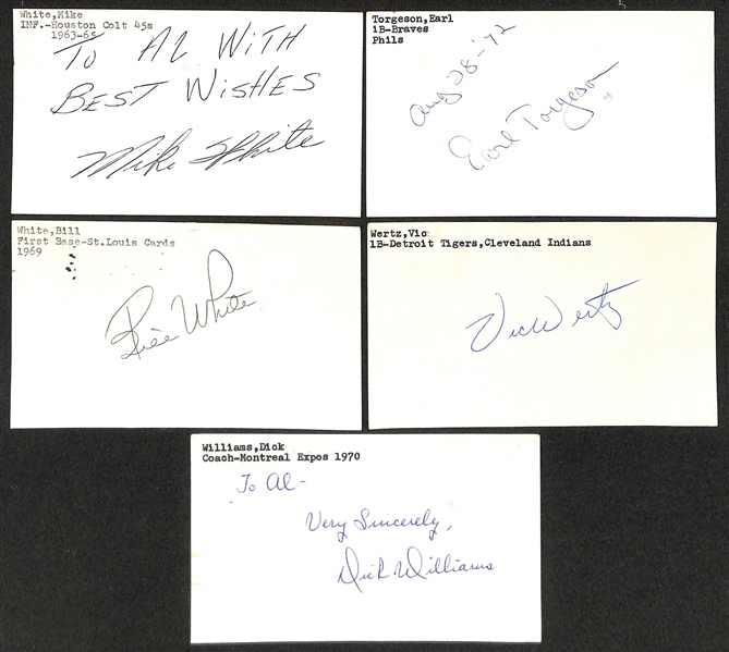 (125+) Signed Baseball Index Cards w. Robin Yount, George Weiss, Hoyt Wilhelm, + (JSA Auction Letter)