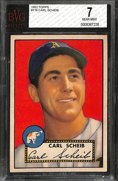 1952 Topps Carl Scheib (Philadelphia A's) #116 (BVG 7) & 1957 Topps Hoyt Wilhelm #203 (BVG 8)  
