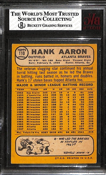 1968 Topps Hank Aaron #110 Graded BVG 6