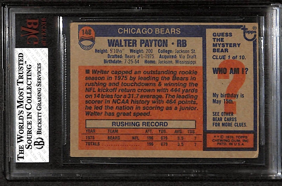 1976 Topps Walter Payton Rookie Card #148 Graded BVG 3.5