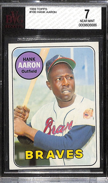 1969 Topps Hank Aaron #100 Graded Beckett BVG 7