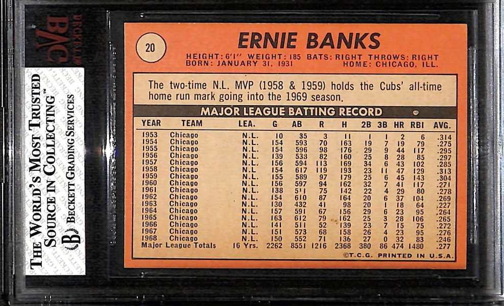 1969 Topps Ernie Banks #20 Graded Beckett BVG 7.5