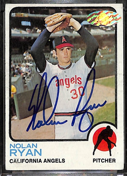 1973 Topps Nolan Ryan Signed Baseball Card + (JSA Auction Letter)