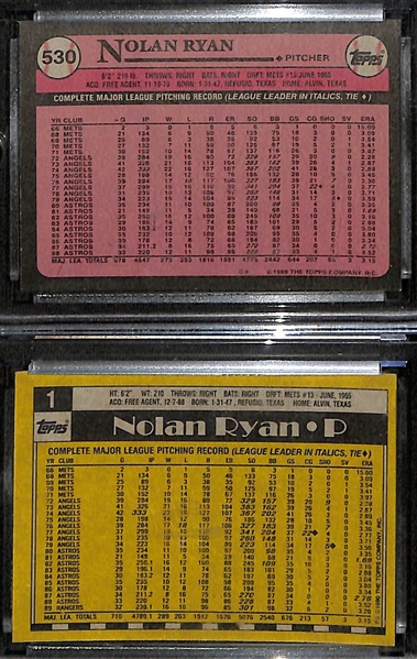 Lot of 2 Nolan Ryan Signed Topps Baseball Cards