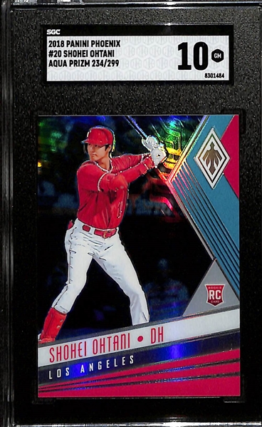 2018 Panini Phoenix Shohei Ohtani Aqua Prizm Rookie Card #20 #/299 Graded SGC 10