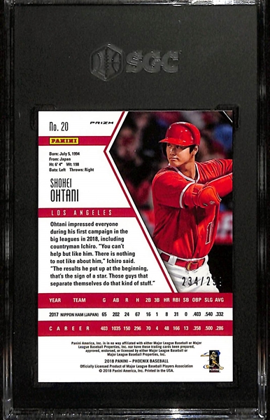 2018 Panini Phoenix Shohei Ohtani Aqua Prizm Rookie Card #20 #/299 Graded SGC 10