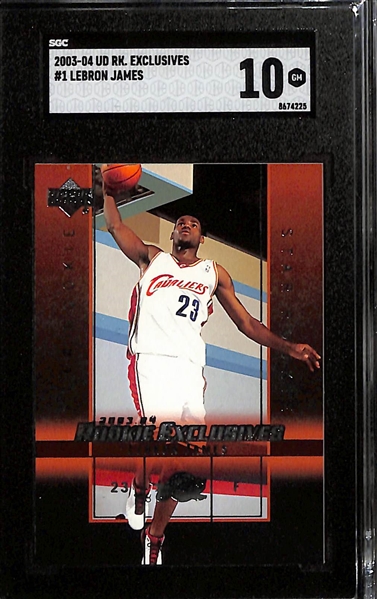 (3) 2003-04 LeBron James Upper Deck Rookie Exclusive Rookie Cards - SGC 10, SGC 9, SGC 8.5