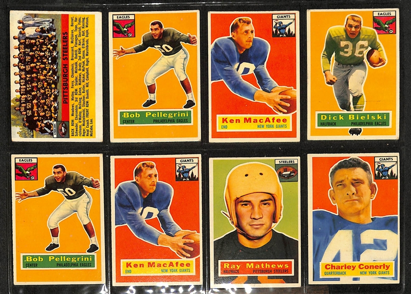 Lot of (90) 1955-56 Bowman & Topps Football Cards w. Charlie Conerly