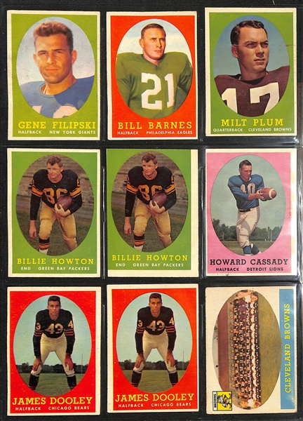 Lot of (100) 1958 Topps Football Cards w. Sonny Jurgenson RC