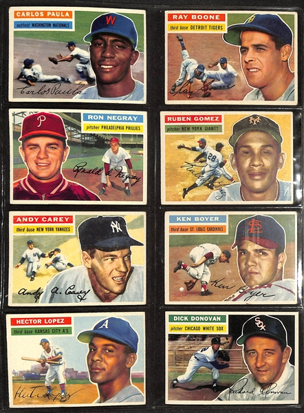 Lot of Approximately (280) Assorted 1956 Topps Baseball Cards w. Enos Slaugher 