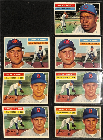 Lot of Approximately (280) Assorted 1956 Topps Baseball Cards w. Enos Slaugher 