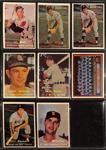 Lot of Approximately (225) Assorted 1957 Topps Baseball Cards w. Luis Aparicio