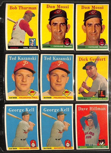 Lot of Approximately (280) Assorted 1958 Topps Baseball Cards w. Richie Ashburn
