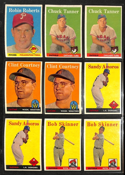 Lot of Approximately (280) Assorted 1958 Topps Baseball Cards w. Richie Ashburn