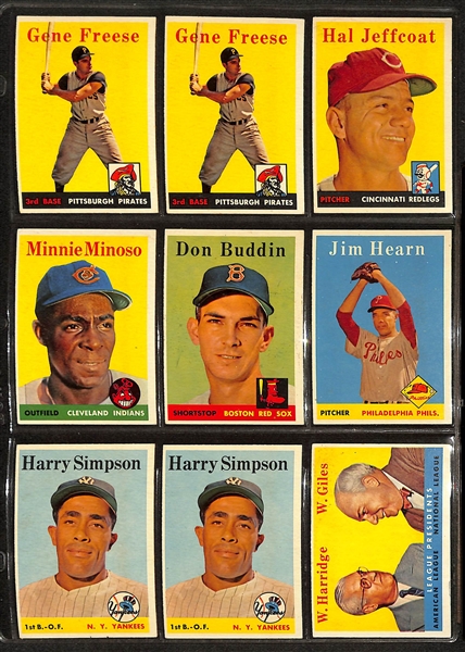 Lot of Approximately (280) Assorted 1958 Topps Baseball Cards w. Richie Ashburn