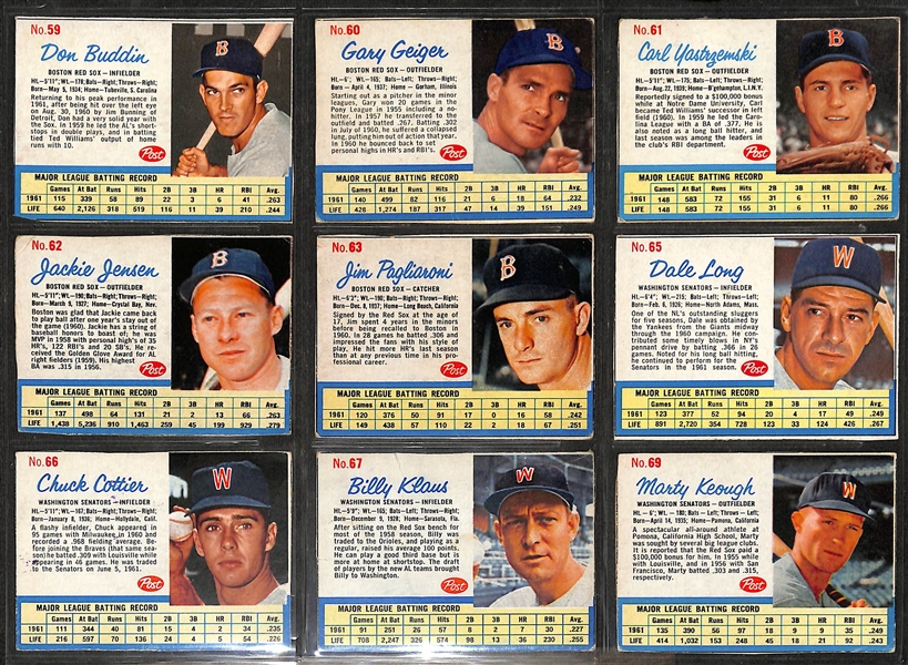 Lot of (108) Different 1962 Post Cereal Cards w. Mickey Mantle