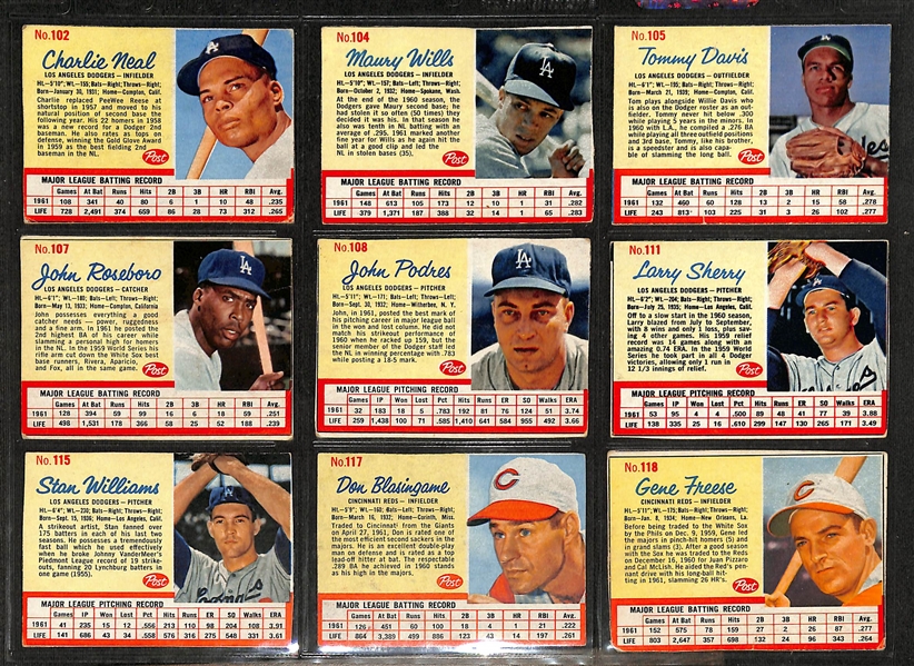Lot of (108) Different 1962 Post Cereal Cards w. Mickey Mantle