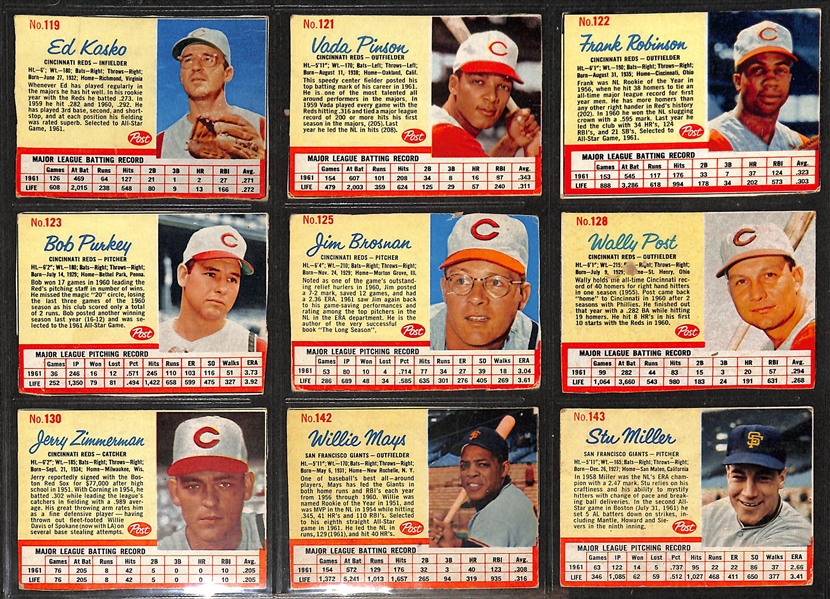 Lot of (108) Different 1962 Post Cereal Cards w. Mickey Mantle
