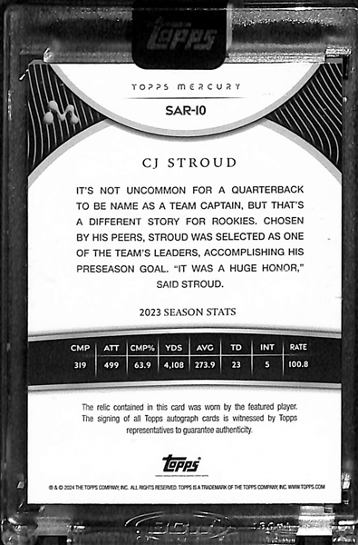 2024 Topps Mercury CJ Stroud Rookie Patch Autograph Superfractor #1/1