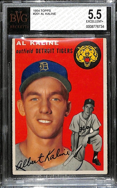 1954 Topps Al Kaline Rookie Card #201 Graded Beckett BVG 5.5