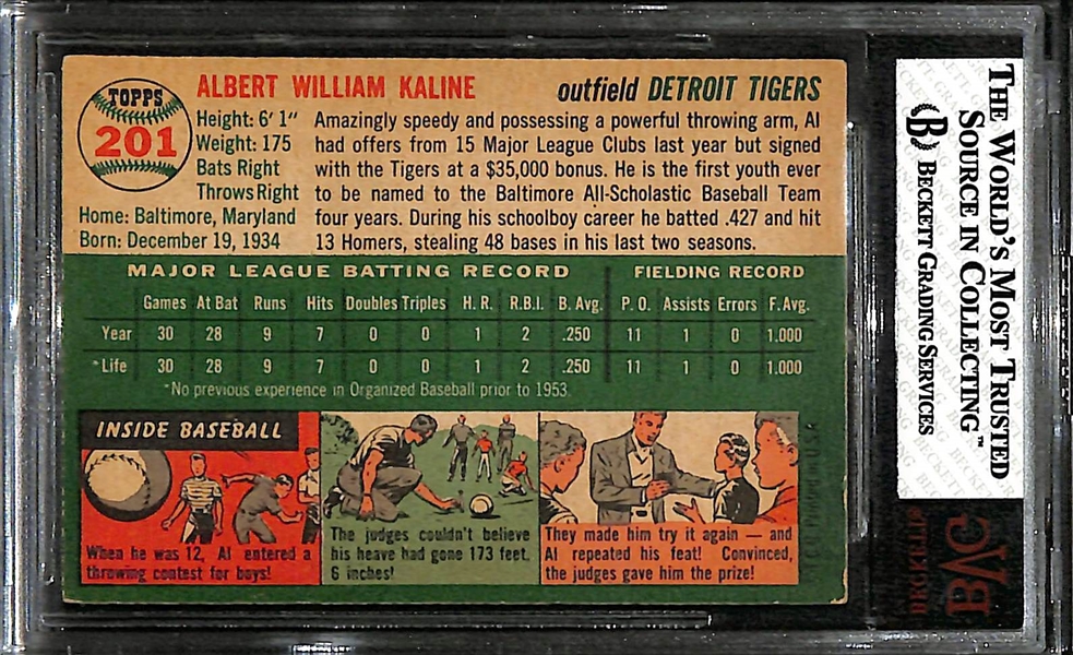 1954 Topps Al Kaline Rookie Card #201 Graded Beckett BVG 5.5