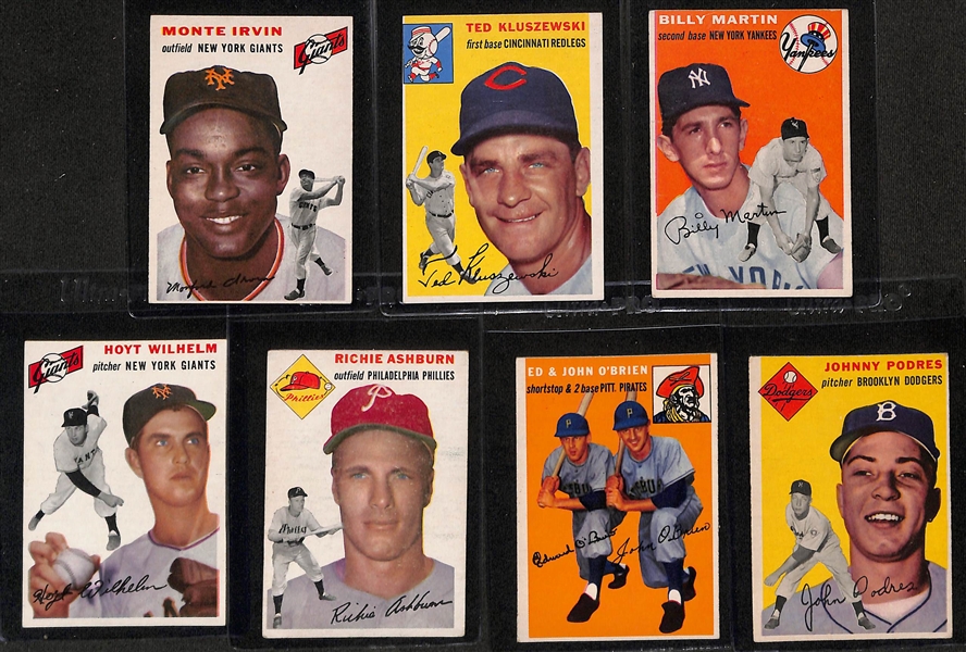1954 Topps Near Complete Set - 246 of 250 Cards - Missing 4 Cards (Banks, Aaron, Kaline, J. Robinson) - Inc. Ted WIiliams #1 (BVG 3), Duke Snider (BVG Raw 5.5), Y. Berra (BVG 5), W. Mays (BVG 3.5),...