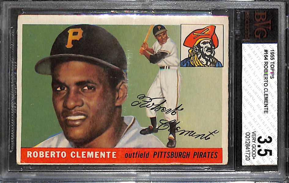 1955 Topps Roberto Clemente Rookie Card #164 Graded Beckett BVG 3.5