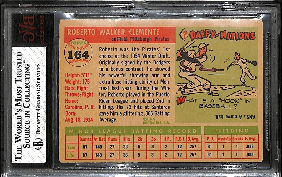 1955 Topps Roberto Clemente Rookie Card #164 Graded Beckett BVG 3.5