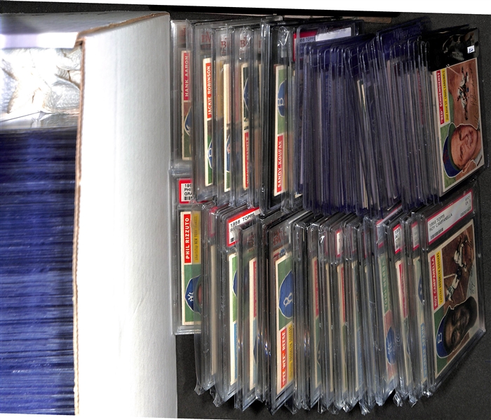 1956 Topps Complete Baseball Set (All 342 Cards Inc. Checklists) w. (25) Graded Cards Inc. Clemente (PSA 4.5), Koufax (SGC 4.5), Ted Williams (BVG 4.5), Mays (BVG 3.5), J. Robinson (BVG 3.5),...