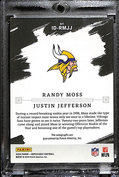 2024 Impeccable Randy Moss/Justin Jefferson Autograph (#/1)
