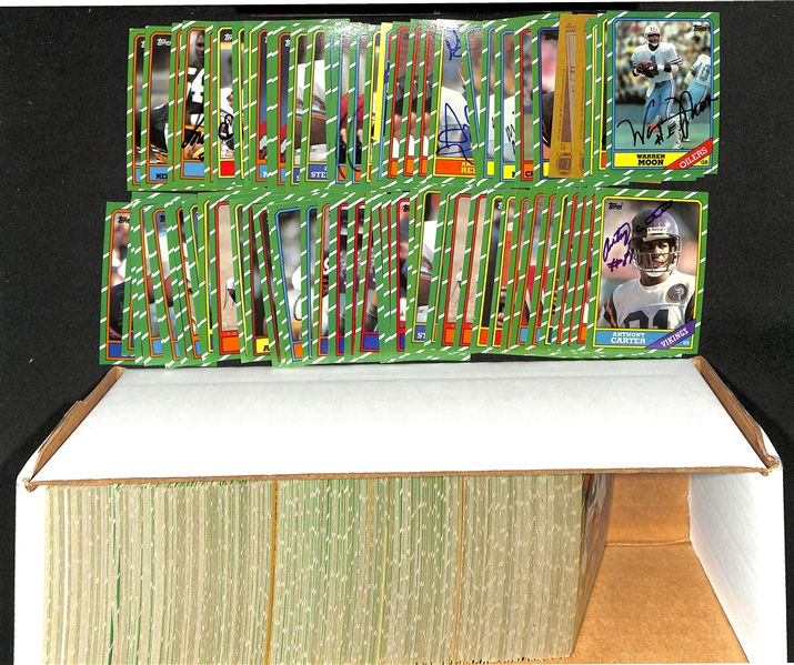(520+) Signed 1986 Topps Football Cards w. Warren Moon, Dan Fouts, Ronnie Lott, + (JSA Auction Letter)
