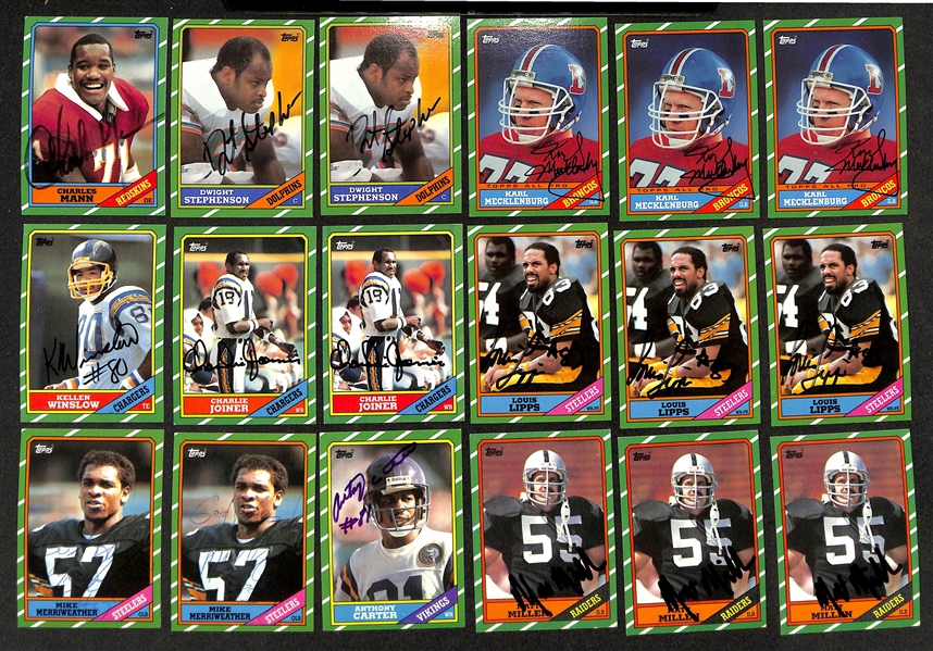 (520+) Signed 1986 Topps Football Cards w. Warren Moon, Dan Fouts, Ronnie Lott, + (JSA Auction Letter)
