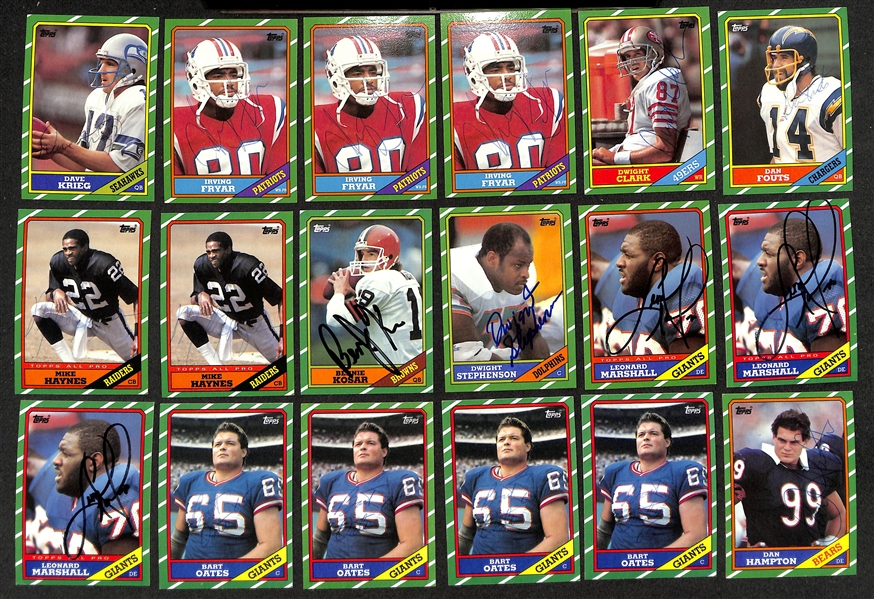 (520+) Signed 1986 Topps Football Cards w. Warren Moon, Dan Fouts, Ronnie Lott, + (JSA Auction Letter)