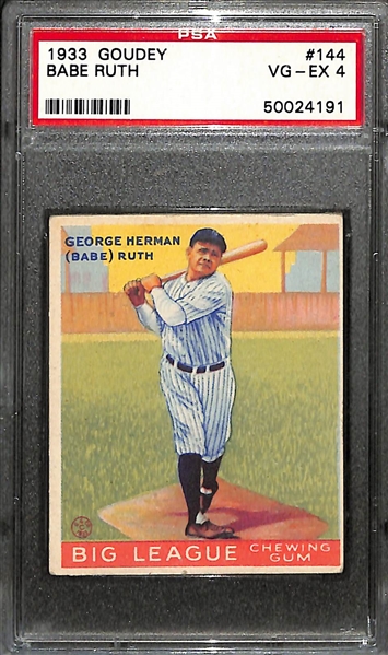 1933 Goudey Babe Ruth #144 Graded PSA 4