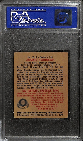 1948 Bowman Jackie Robinson Rookie Card #50 Graded PSA 4