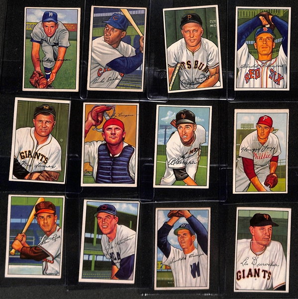 1952 Bowman Near Complete Set (Missing Only Mays and Mantle) - 250 of 252 Cards w. (12) Graded Cards inc. Reese (PSA 6), Snider (BVG 5), Musial (PSA 3), Berra (BVG 2.5), Rizzuto (PSA 4), Campanella...