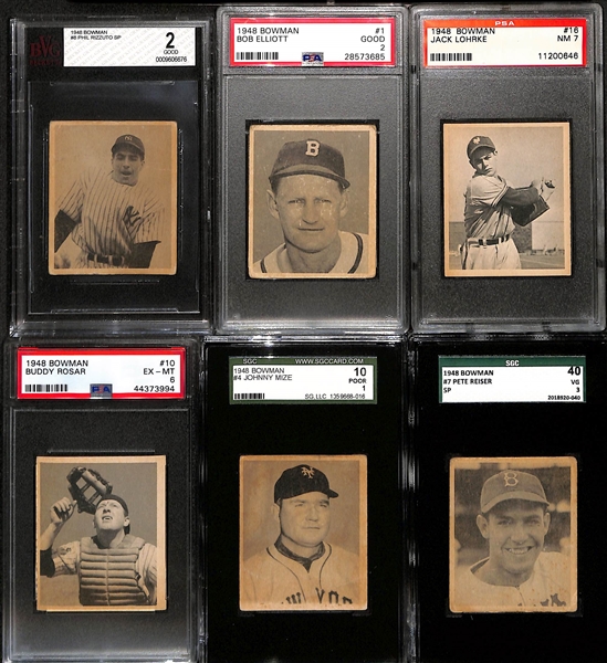 1948 Bowman Starter Set (27 of 48 Cards in the Set - 18 are Graded - Loaded w. Rookie!) w. Yogi Berra Rookie (BVG 1.5), Kiner Rookie (PSA 4.5), Thomson Rookie (BVG 3.5), Schoendienst Rookie (SGC...