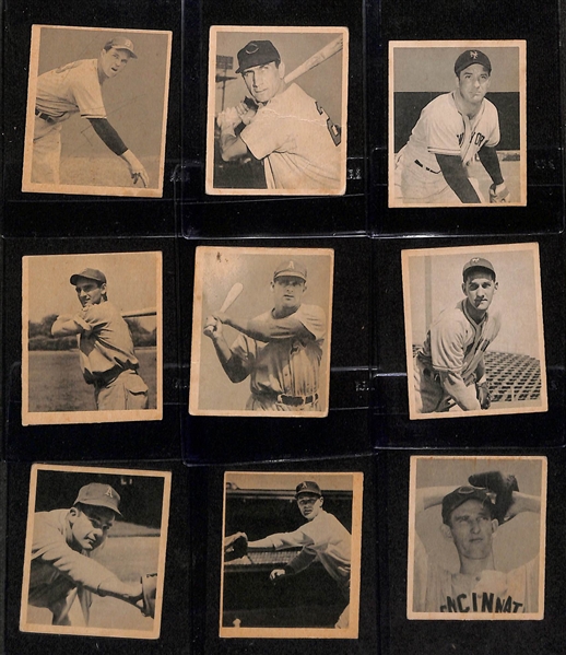 1948 Bowman Starter Set (27 of 48 Cards in the Set - 18 are Graded - Loaded w. Rookie!) w. Yogi Berra Rookie (BVG 1.5), Kiner Rookie (PSA 4.5), Thomson Rookie (BVG 3.5), Schoendienst Rookie (SGC...