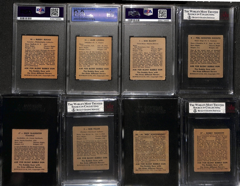 1948 Bowman Starter Set (27 of 48 Cards in the Set - 18 are Graded - Loaded w. Rookie!) w. Yogi Berra Rookie (BVG 1.5), Kiner Rookie (PSA 4.5), Thomson Rookie (BVG 3.5), Schoendienst Rookie (SGC...
