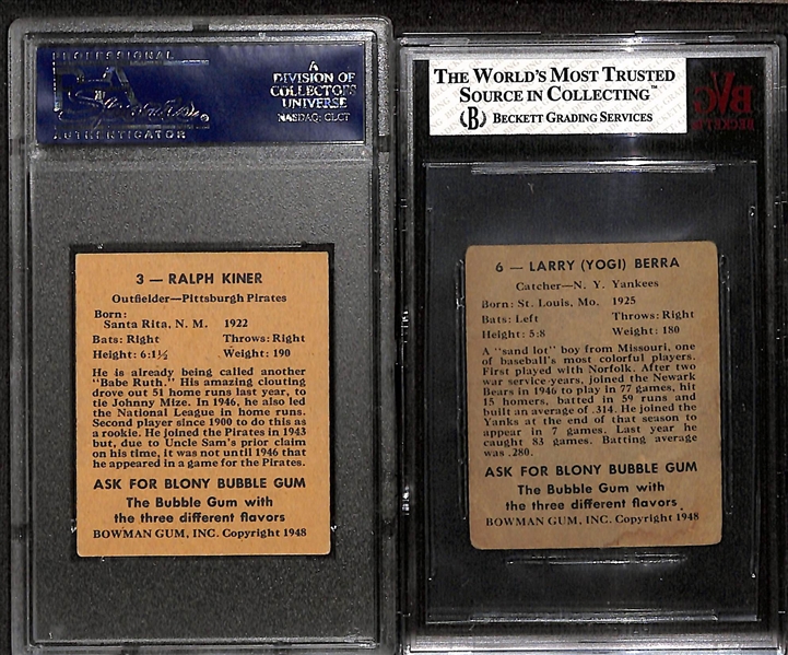 1948 Bowman Starter Set (27 of 48 Cards in the Set - 18 are Graded - Loaded w. Rookie!) w. Yogi Berra Rookie (BVG 1.5), Kiner Rookie (PSA 4.5), Thomson Rookie (BVG 3.5), Schoendienst Rookie (SGC...