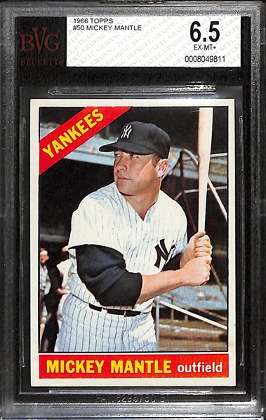 1966 Topps Mickey Mantle #50 Graded Beckett BVG 6.5